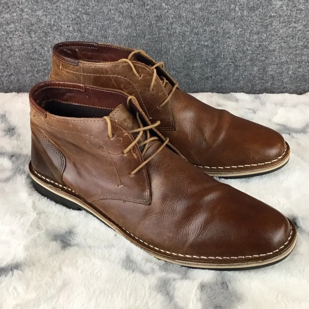 Steve Madden Harken Men's Brown Leather Chukka Boots Size 11.5 - Picture 2 of 11